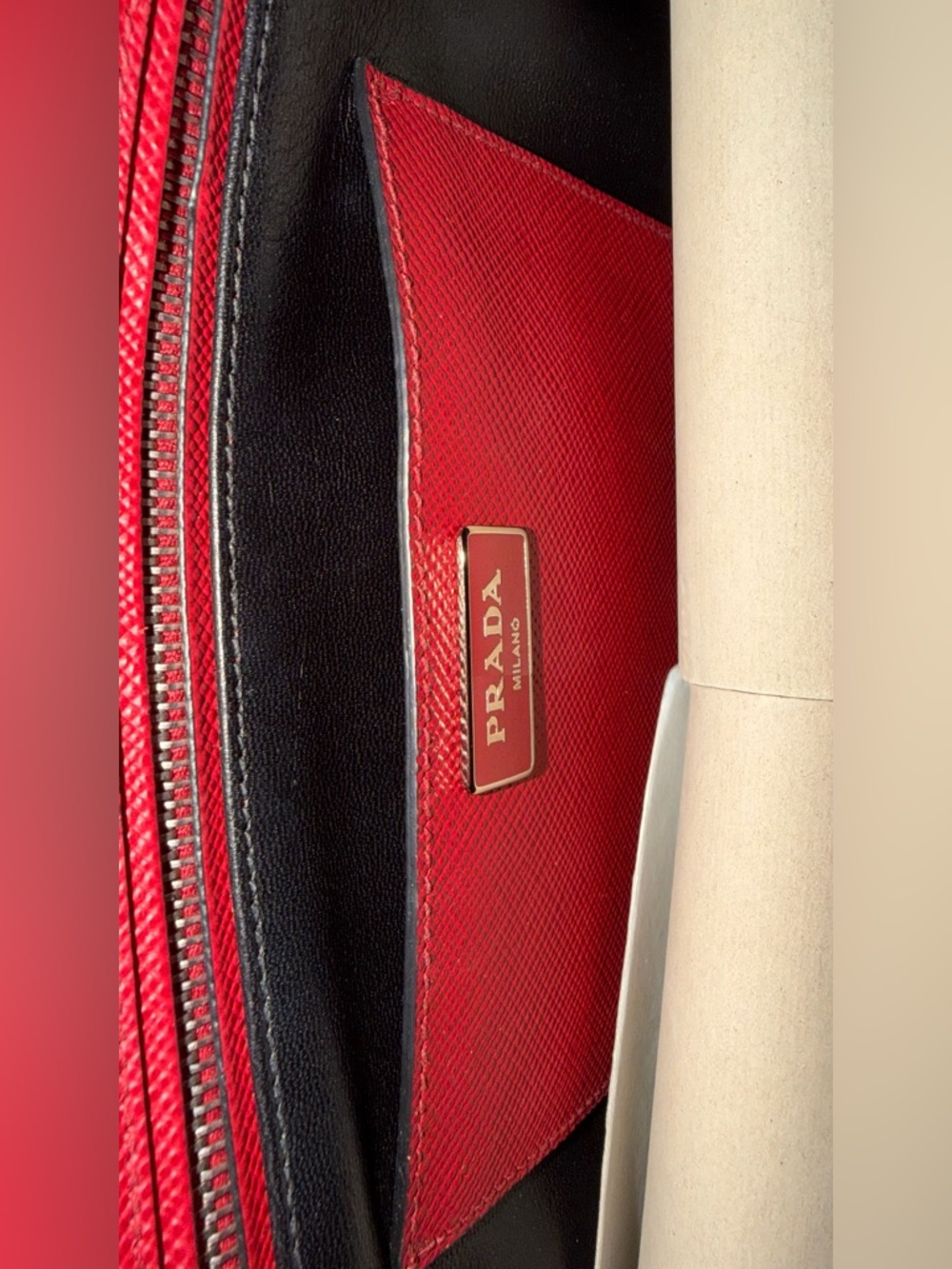 Prada Red Saffiano Leather Tote with Top Handles and Shoulder Strap - Picture 8 of 11